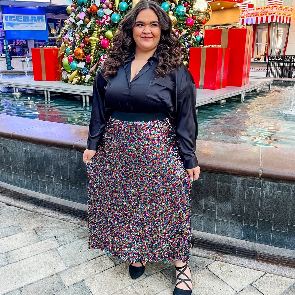 Indie Jane Boutique 3XL Multi Colored Sequin Maxi Skirt